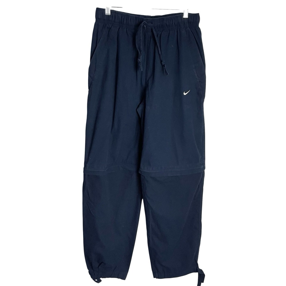 Nike Mens Convertible Joggers Size‎ L Navy Cotton Drawstring Waist Hem Zip Off